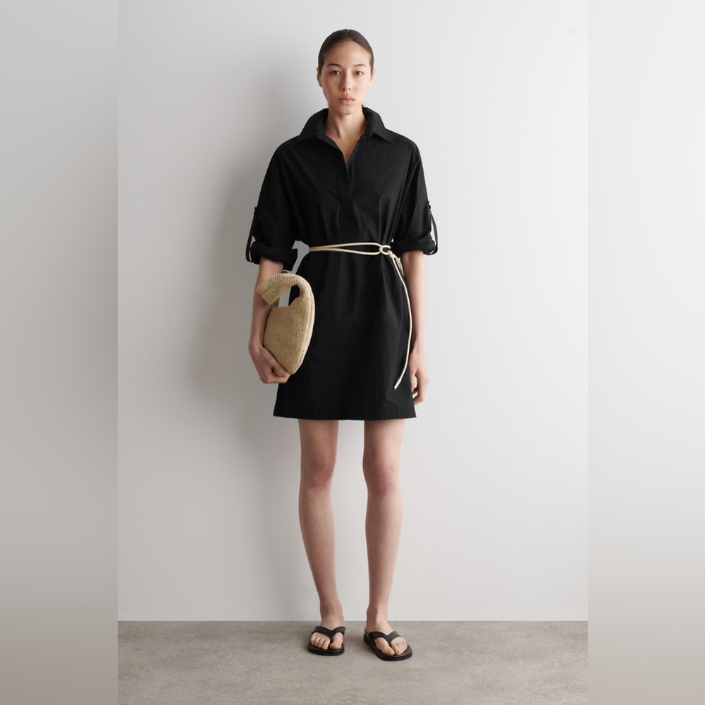 NWT COS Cotton-Poplin Short-Sleeved Shirt Dress
